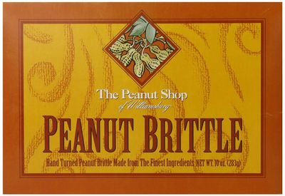 The Peanut Shop of Williamsburg Homestyle Brittle Box - Traditional Peanut Brittle (10 Oz) Candy Old Fashioned Copper Kettle Cooked, Gluten Free