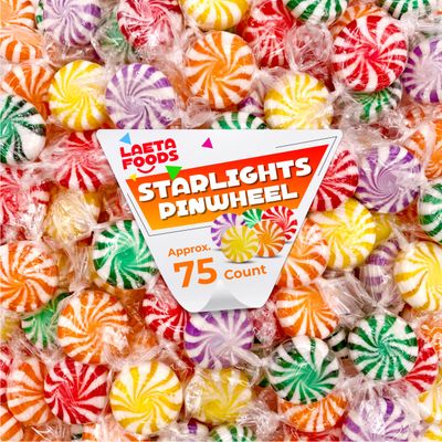 Pinwheel Starlights Hard Candy, Assorted Fruit Flavors (1 Pound Bag - Approx. 75 Count)