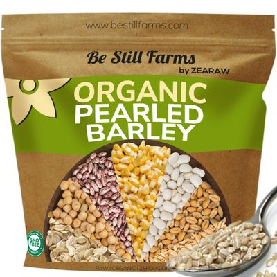 Be Still Farms Organic Pearl Barley Grain (2.8lb) - Pearled Barley Seeds for Soup Pot in Bulk - Not Hulled | Similar to Hulless Barley | Quick Cook Barley for Porridge Cereal | USDA Organic | Vegan