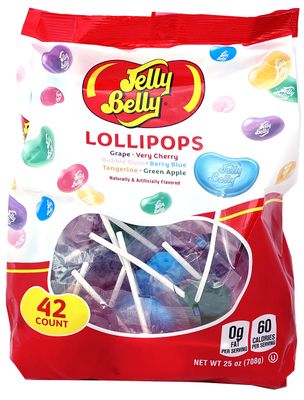 Adams &amp; Brooks Jelly Belly Lollipops 42 Count -Jelly Belly Candy, Classic Jelly Belly Flavors, Individually Wrapped Lollipops, Kosher Candy