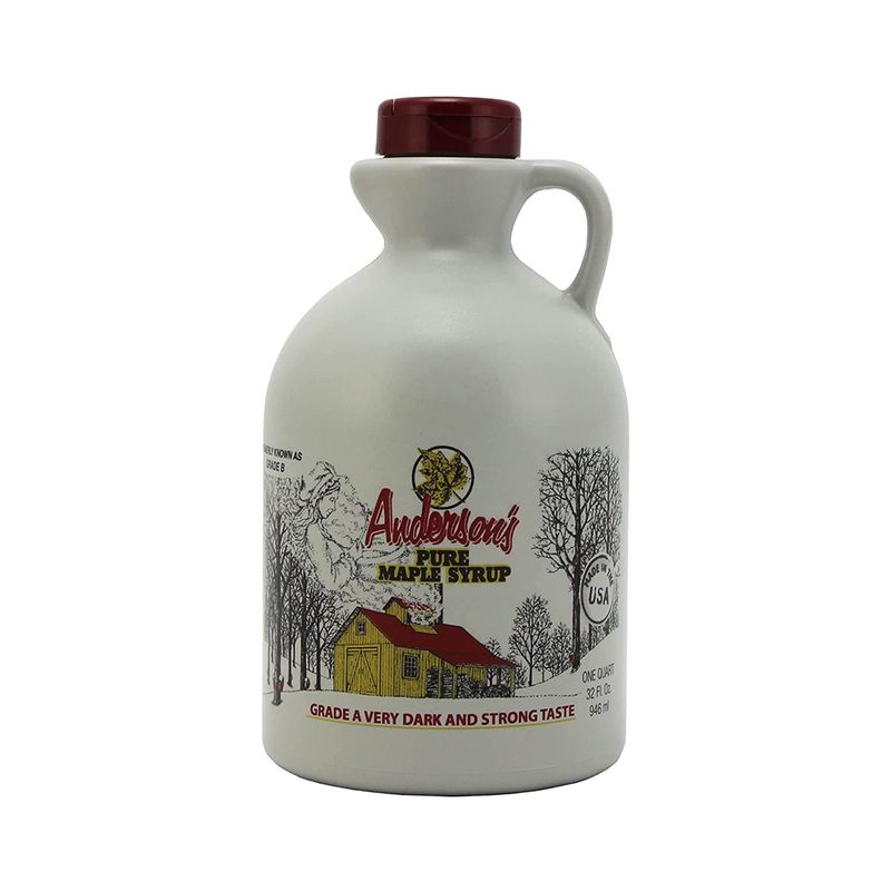 Anderson&#39;s Maple Syrup, Inc. Very Dark in 32 oz. plastic Jug brown