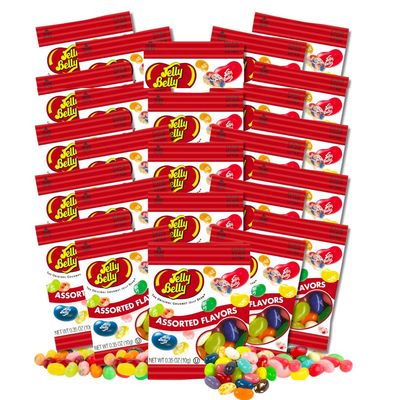 25 Mini Packs Jelly Belly Jelly Beans, Gift of Assorted Flavors .35-oz Fun Size (Individually Bagged for Stocking Stuffers, Easter Eggs or Party Favors) by Lyza&#39;s Sweets &amp; Treats