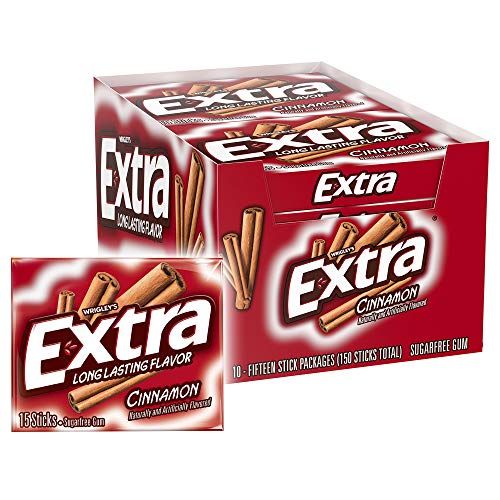 EXTRA Gum Cinnamon Gum Sugar Free Chewing Gum Individually Wrapped Mint Gum Bulk Slim Packs, 15 Stick (Pack of 10)