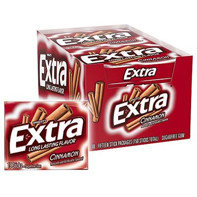 EXTRA Gum Cinnamon Gum Sugar Free Chewing Gum Individually Wrapped Mint Gum Bulk Slim Packs, 15 Stick (Pack of 10)