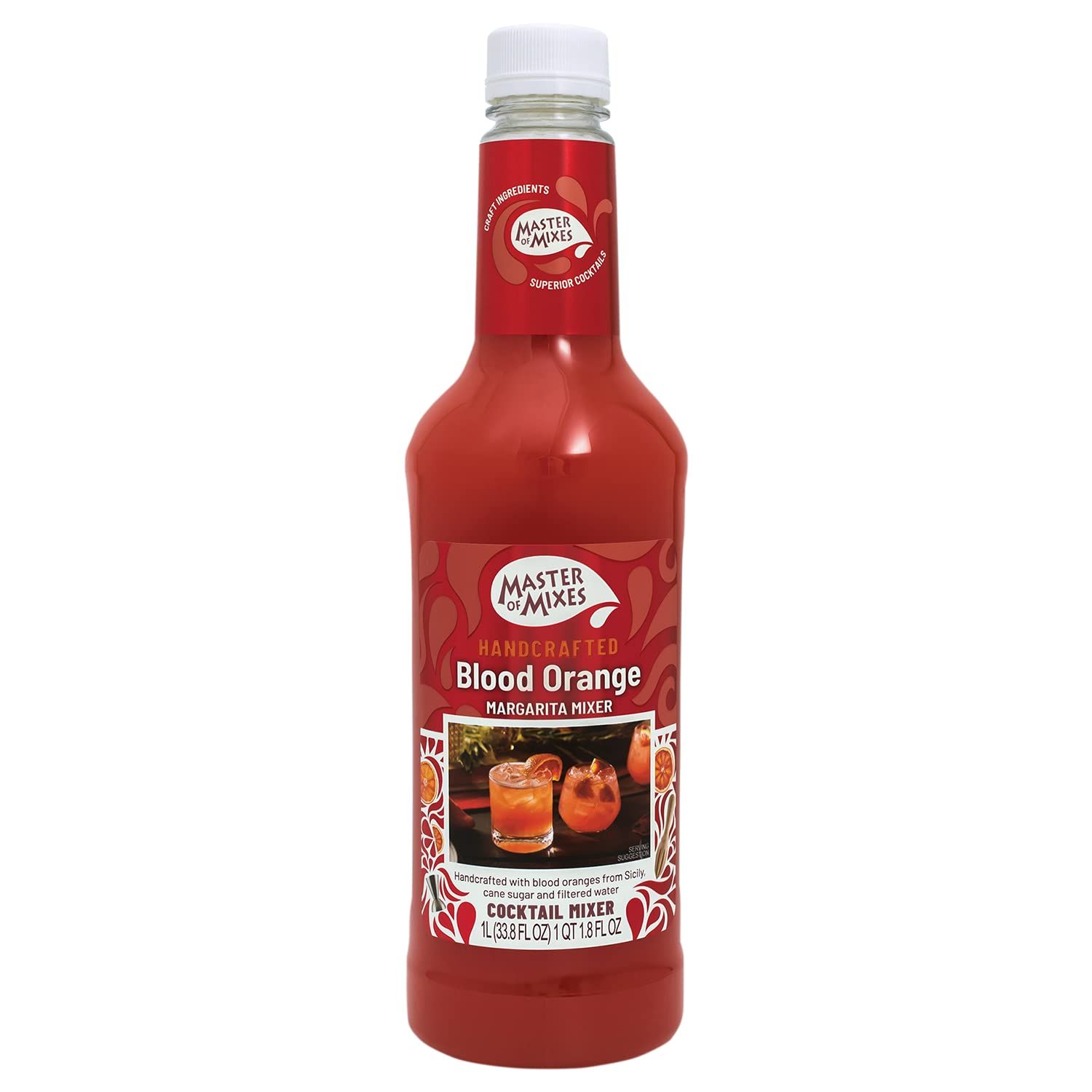 Master of Mixes Blood Orange Margarita Drink Mix, Ready To Use, 1 Liter Bottle (33.8 Fl Oz), Individually Boxed