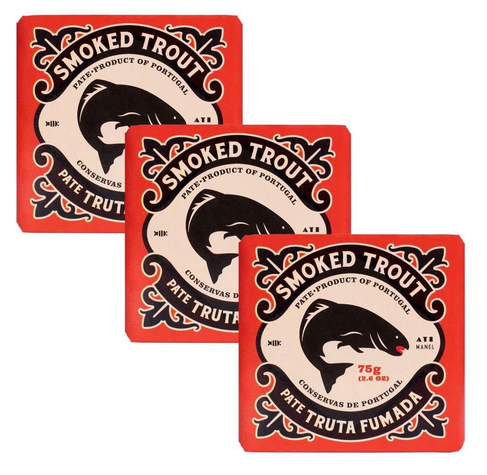 Portuguese Smoked Trout Pate | B Vitamins, Omega-3 | Tinned Seafood by Ati Manel | 3 x 75g Cans