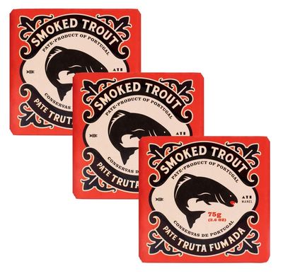Portuguese Smoked Trout Pate | B Vitamins, Omega-3 | Tinned Seafood by Ati Manel | 3 x 75g Cans