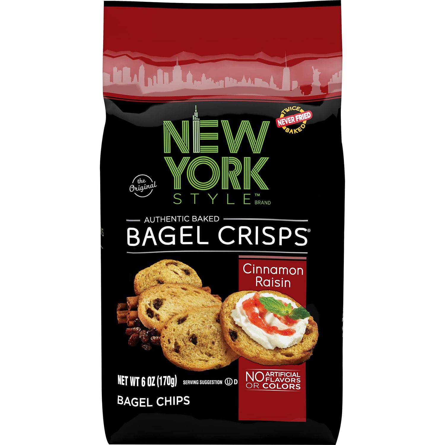 New York Style Bagel Crisps, Cinnamon Raisin, 6 Ounce