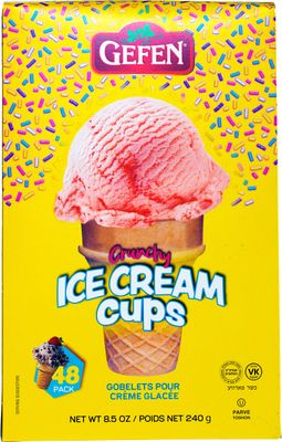 Gefen Ice Cream Cone Cups, (48 Cups) | Sugar Free | Crunchy &amp; Delicious | Great for Parties and Birthdays | Kosher