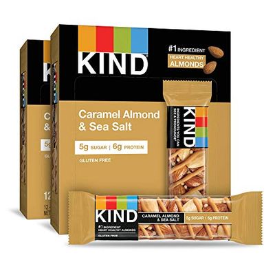 KIND Bars, Caramel Almond &amp; Sea Salt, Healthy Snacks, Gluten Free, Low Sugar, 6g Protein, 24 Count
