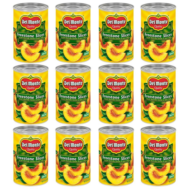 Del Monte Canned Sliced Freestone Peaches in Heavy Syrup, 15.25 oz Can (Pack of 12)