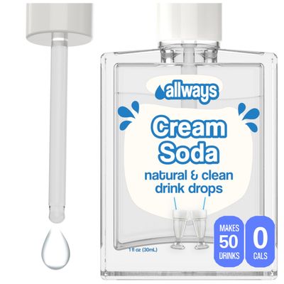 Allways Drops, Liquid Water Enhancer Drink Mix, Natural Flavor Drops, Sugar Free, Artificial Free, Sucralose Free, Dye Free, Makes 50 Drinks (Cream Soda)