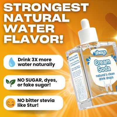 Allways Drops, Liquid Water Enhancer Drink Mix, Natural Flavor Drops, Sugar Free, Artificial Free, Sucralose Free, Dye Free, Makes 50 Drinks (Cream Soda)