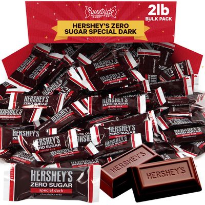 Zero sugar - 2 pounds - Special Dark Chocolate Candy Bulk Pack Individually Wrapped Sugar Free Chocolate Candy Bar Snack Size for Office Cravings.