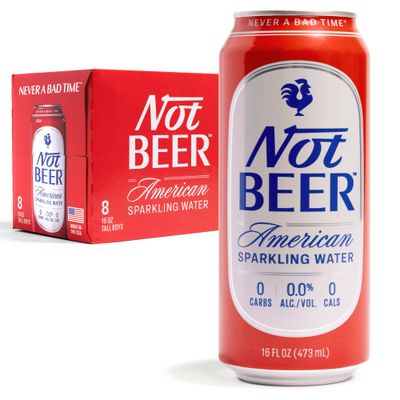 Not Beer American Sparkling Water Mineral  Electrolyte Blend 16oz Tallboy Cans Pack of 8 Original