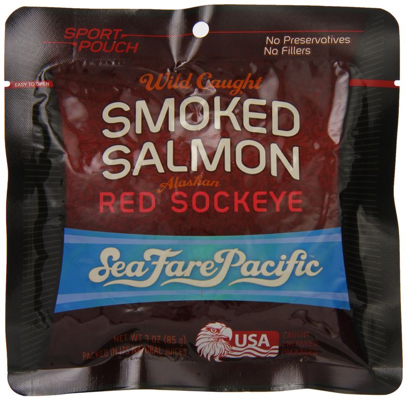Sea Fare Pacific Wild Caught Smoked Sockeye Salmon Sport Pouch, 3 Ounce (Pack of 12)