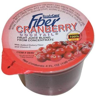 Lyons ReadyCare Cranberry Cocktail 100% Juice with Fiber for Digestive Health - 4 fl oz Cups (48 Pack)