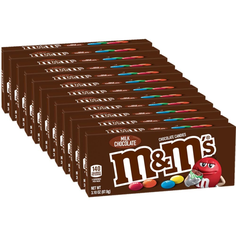 M&amp;M&#39;S Milk Chocolate Candy Movie Theater Box, 3.10 Ounce (Pack of 12)