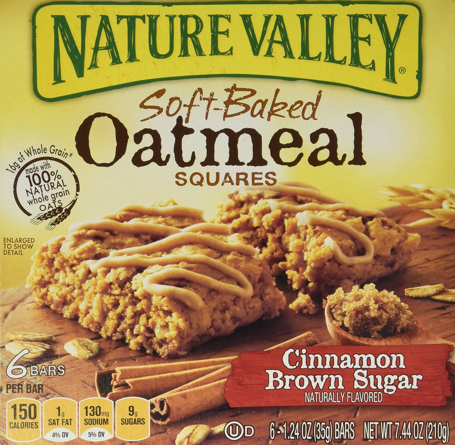 Nature Valley, Soft Baked Oatmeal Squares, Cinnamon Brown Sugar, 7.44oz Box (Pack of 4)