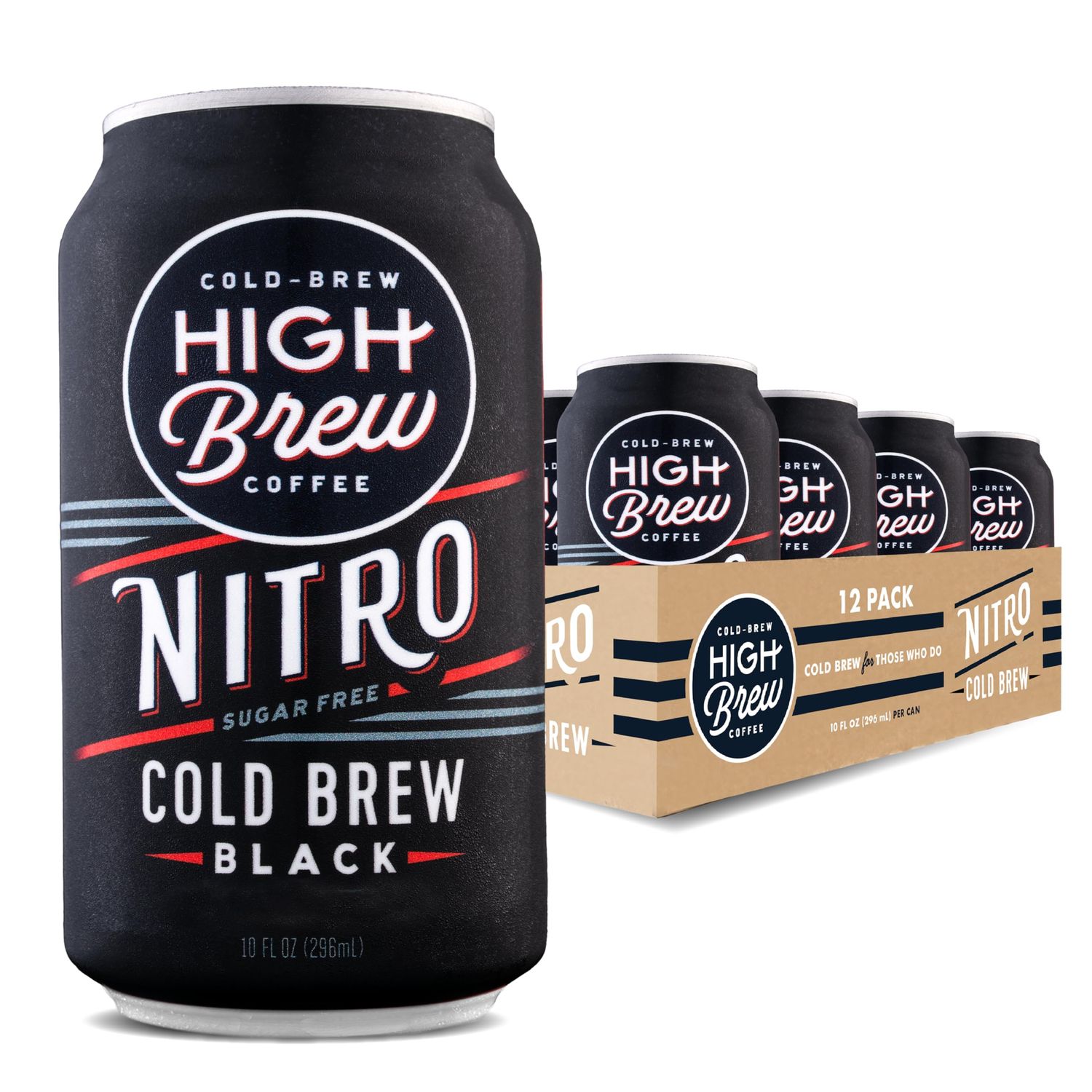 High Brew Coffee, Nitro Black, Cold Brew Coffee, Sugar Free, Dairy Free, 10 Fl Oz, Ready-To-Drink (Pack of 12)