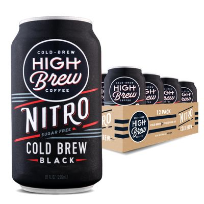 High Brew Coffee, Nitro Black, Cold Brew Coffee, Sugar Free, Dairy Free, 10 Fl Oz, Ready-To-Drink (Pack of 12)