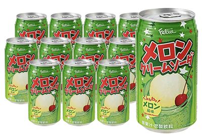 Felice Melon Cream Soda, Extremely Popular in Japan - 11.83 Fl Oz | Pack of 12