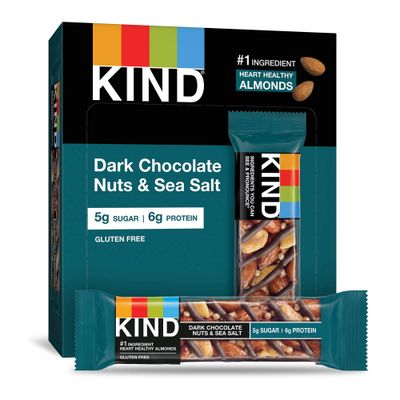 KIND Bars, Dark Chocolate Nuts &amp; Sea Salt, Healthy Snacks, 6g Protein, Gluten Free, Low Sugar, 6 Count