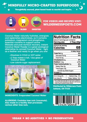 Wilderness Poets, 100% Evaporated Coconut Water Powder - No Maltodextrin, No Fillers, No Additives - 1 Ingredient - Instant Mix (32 Ounce)