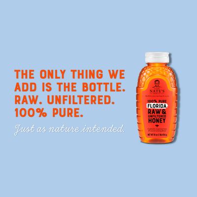 Nate's Florida 100% Pure, Raw &amp; Unfiltered Honey - 32 oz. Squeeze Bottle - All-natural Sweetener