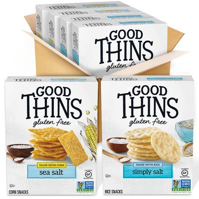 Good Thins Rice &amp; Corn Snacks Gluten Free Crackers Variety Pack, 4 Boxes