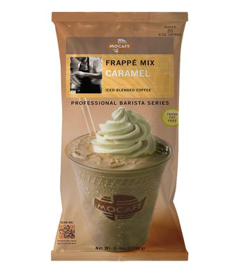 MOCAFE Frappe Caramel Ice Blended Coffee, 3-Pound Bag Instant Frappe Mix, Coffee House Style Blended Drink Used in Coffee Shops