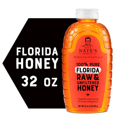 Nate&#39;s Florida 100% Pure, Raw &amp; Unfiltered Honey - 32 oz. Squeeze Bottle - All-natural Sweetener