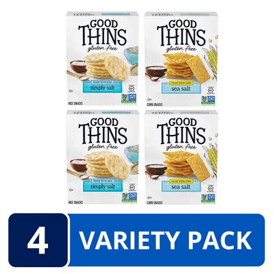 Good Thins Rice &amp; Corn Snacks Gluten Free Crackers Variety Pack, 4 Boxes
