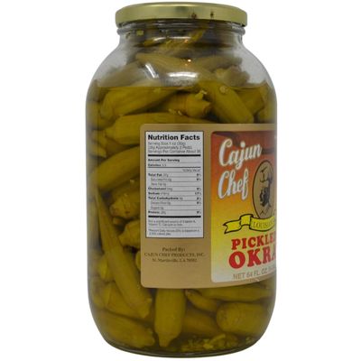 Cajun Chef Pickled Okra 64oz - One Half Gallon (Pack of 1) - Great in Bloody Mary's - Versatile Garnish for Sandwiches, Salads, Martini's, Cheese Boards, and More