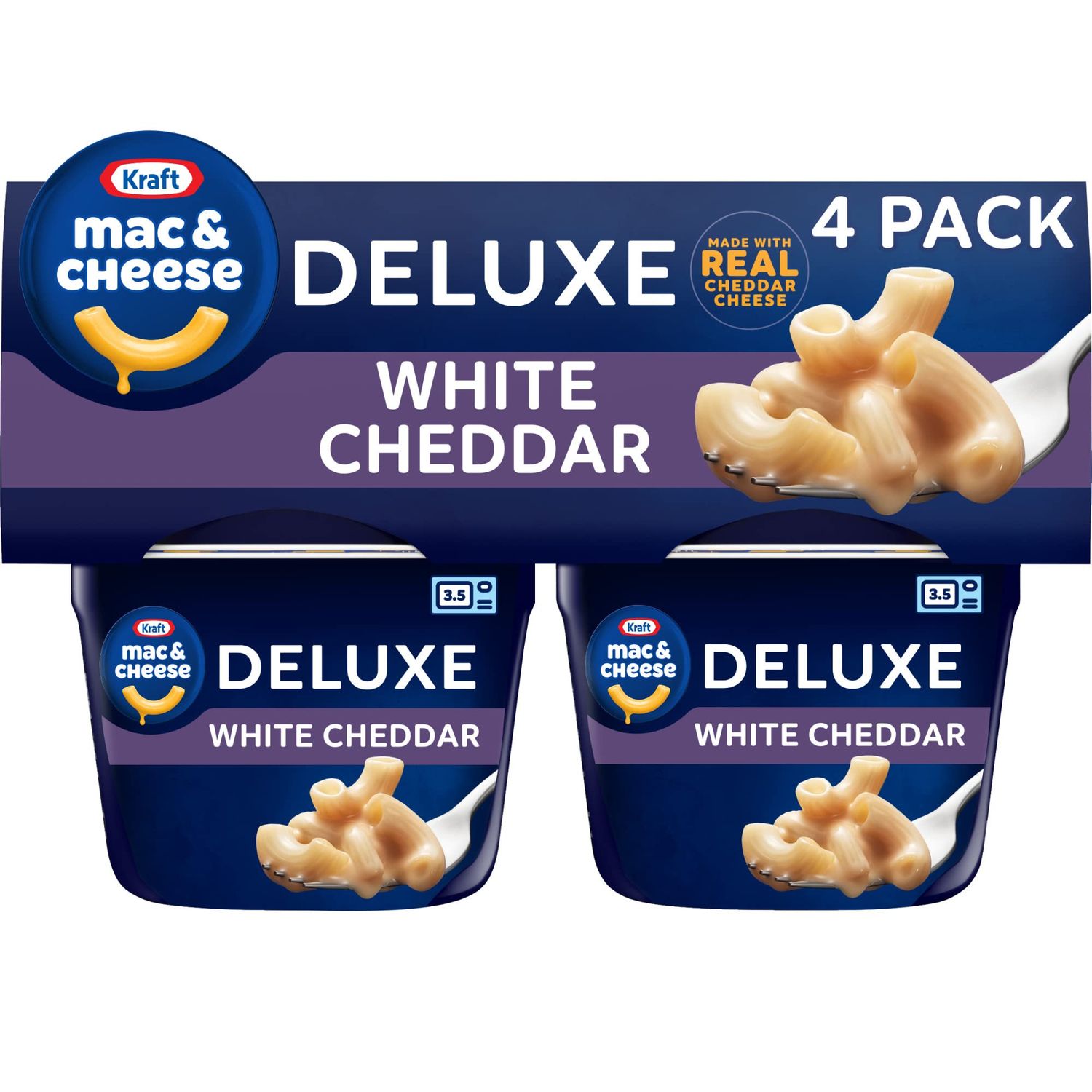Kraft Deluxe White Cheddar Mac &amp; Cheese Macaroni and Cheese Dinner, 4 ct Pack, 2.39 oz Cups