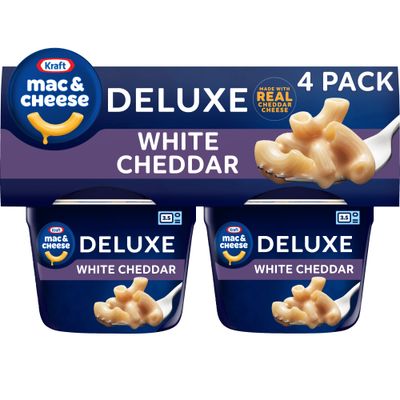 Kraft Deluxe White Cheddar Mac &amp; Cheese Macaroni and Cheese Dinner, 4 ct Pack, 2.39 oz Cups