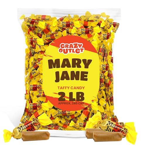 Mary Jane Taffy Candy 2 Pounds, Retro Peanut Butter Chews, Bulk Pack (About 240 Count)