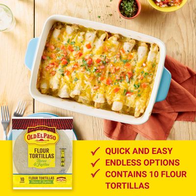 Old El Paso Flour Tortillas, For Soft Tacos and Fajitas, 10 ct., 8.2 oz. (Pack of 12)