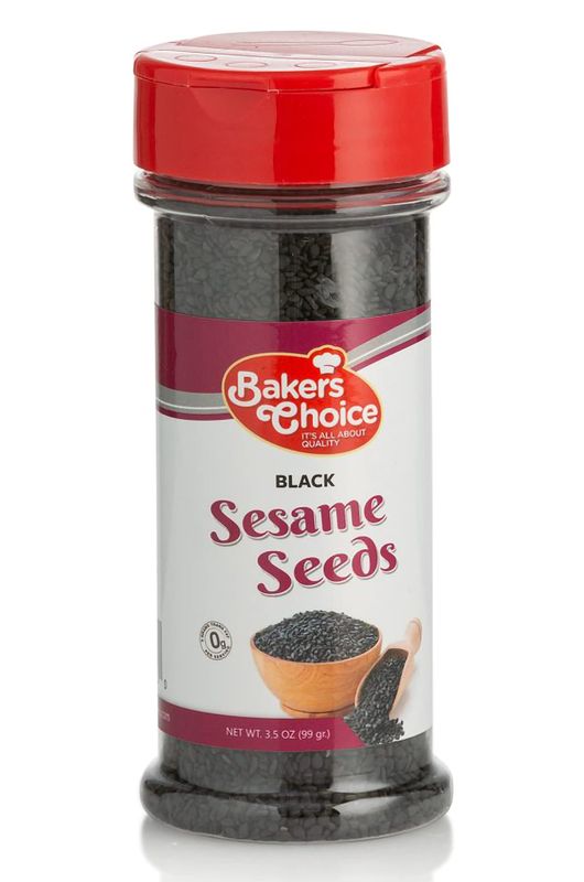 Baker&#39;s Choice Whole Black Sesame Seeds - For Baking And Cooking - All Natural Food Seasoning - Resealable Container - Gluten Free, Kosher - 3.5 Oz. (100g)