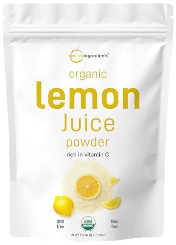 Organic Lemon Juice powder, 10 Ounce | 100% Natural Fruit Powder | Cold Pressed Lemons Source | No Sugar &amp; Additives | Great Flavor for Drinks, Smoothie, &amp; Beverages | Non-GMO &amp; Vegan Friendly