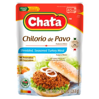 Chata Turkey Chilorio Seasoned Shredded Turkey Chilorio de Pavo Pouch 8 ounces | Pack of 6