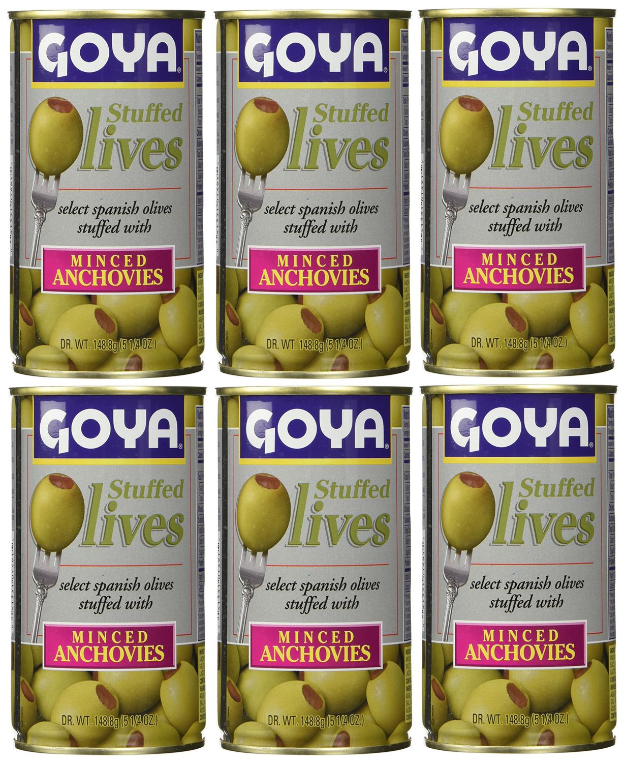Goya Stuffed Olives Minced Anchovies 5.25 Ounce (Pack of 6)
