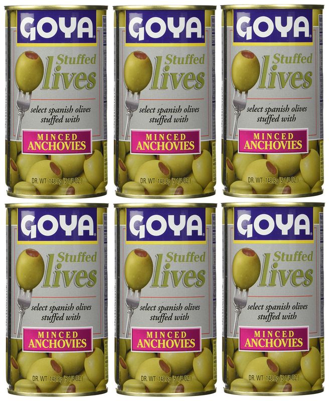 Goya Stuffed Olives Minced Anchovies 5.25 Ounce (Pack of 6)