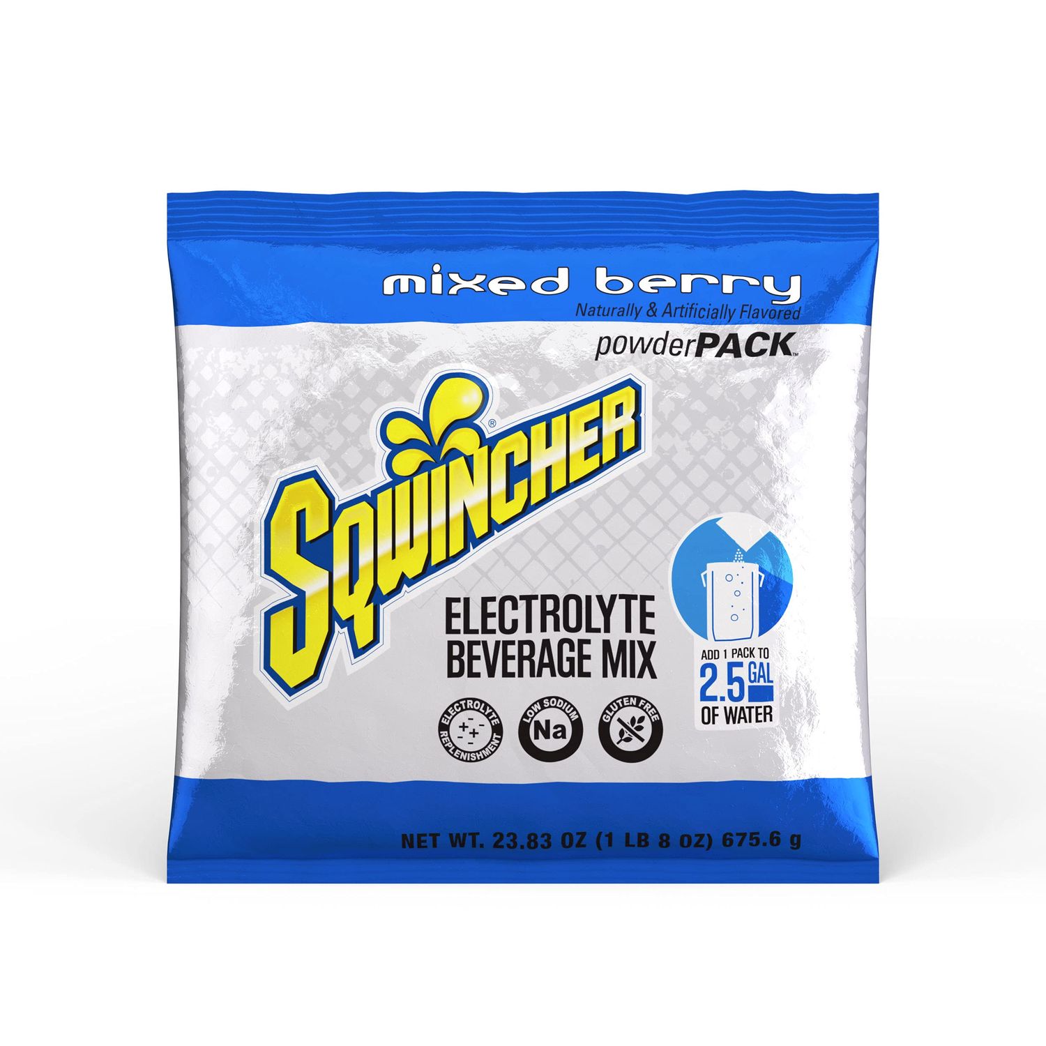 Sqwincher Powder Pack, Mixed Berry Flavor Electrolyte Drink Concentrate, 23.83 oz Packet (Pack of 32)