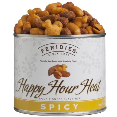 FERIDIES Happy Hour Heat Snack Spicy Mix - 9oz Vacuum Sealed Can, No Preservatives, No Cholesterol, No Trans Fat, Savory Snacks