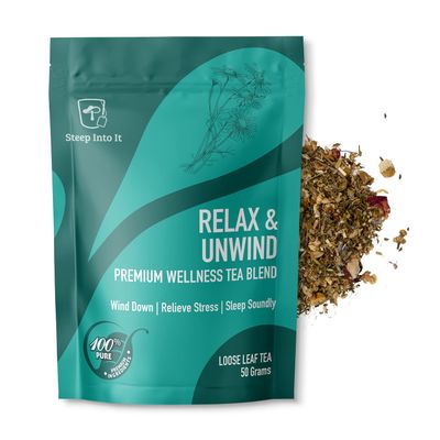 Organic Chamomile Tea - Calming Herbal Sleep Tea with Passion Flower, Spearmint, Lemon Balm and Lavender - Non-GMO Mint Tea - Relax &amp; Unwind by Steep Into It (1.7 Ounce)