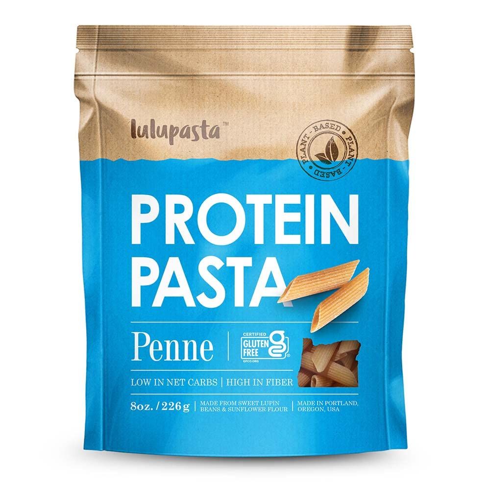 High Protein Pasta, 19g, Made with Lupin Flour &amp; Sunflower Flour, 4g Net Carb, Gluten Free, Keto Pasta, Low Carb Pasta, Lupin Pasta by lulupasta (Penne, 1 Pack)