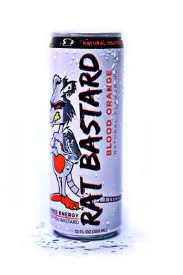 RAT BASTARD Energy Drink - Sugar-Free Caffeinated Beverage, Natural Caffeine to Boost Energy and Focus, Blood Orange Flavor, 12 fl oz Can (Case of 12)