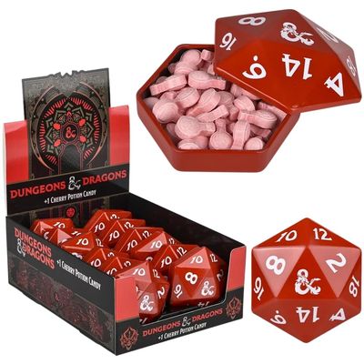 Rhode Island Novelty Boston America Dungeon and Dragons D&amp;D DND D20 +1 Potion Sour Candy Collectible Tin - One (1) Tin - Sour Cherry Flavor