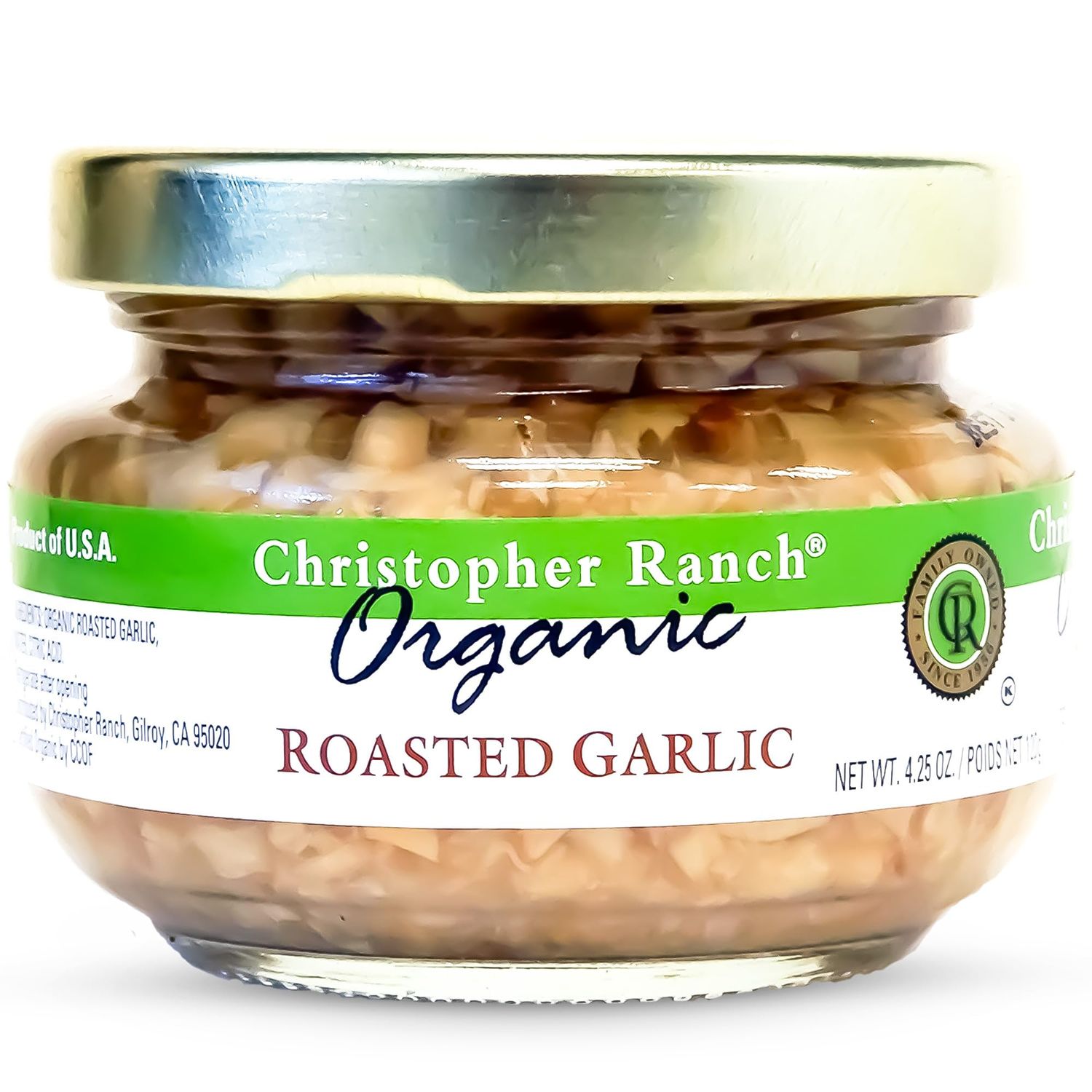 Christopher Ranch Organic Minced Roasted Garlic in Water USDA Organic Garlic Versatile for Easy Cooking Salad Dressings &amp; Culinary Creations Made in USA Fresh Flavorful Minced Garlic in jar - 4.25 oz